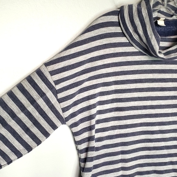 J. Crew Factory Blue Striped Tunnelneck Sweatshirt Pullover S - Picture 3 of 7